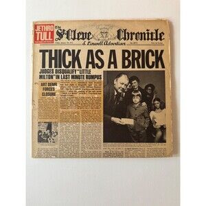 Jethro Tull Thick As A Brick LP 1972 White Label DJ Promo MS 2072 VG Newspaper